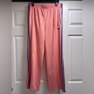 Adidas Kids Pink Joggers with Blue Stripes